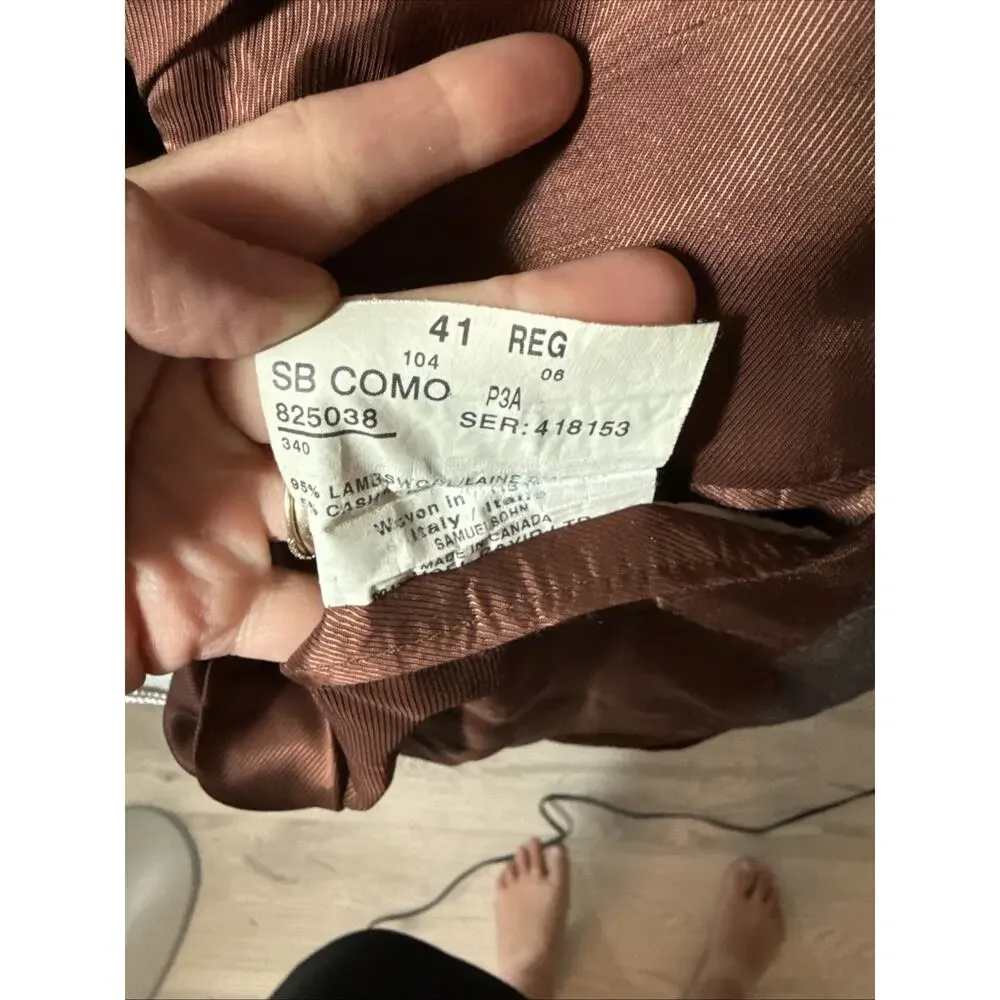 Samuelsohn Sport Coat Men 41 Brown/ Orange Blazer Wool Pinstripe V2